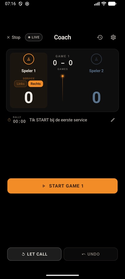 Coach screen with scoreboard