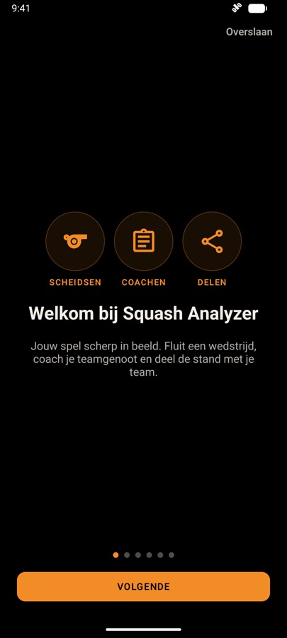 First screen of the tour with Referee, Coach and Share